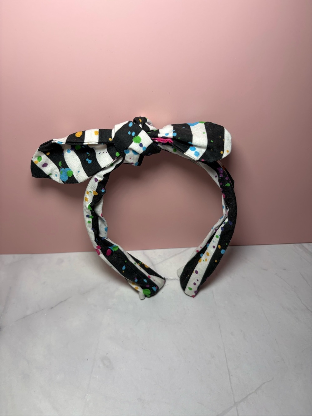 🖤 Black & White with Multi-colored Accents Bow Headband 🤍